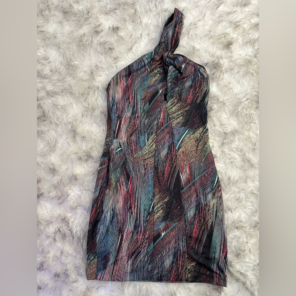 Elegant One Shoulder Multicolor Dress